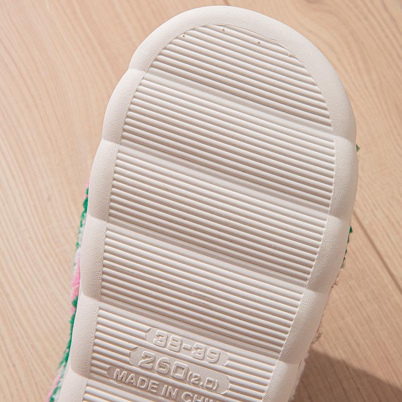 Colored hemp cotton shoes autumn and winter indoor home warm and comfortable plush household cotton slippers