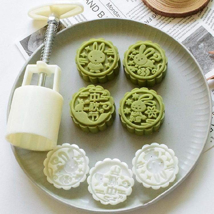 Hand-Pressure Moon Cake Mold Cookie Stamps Round Moon Cake Maker Easy To Use