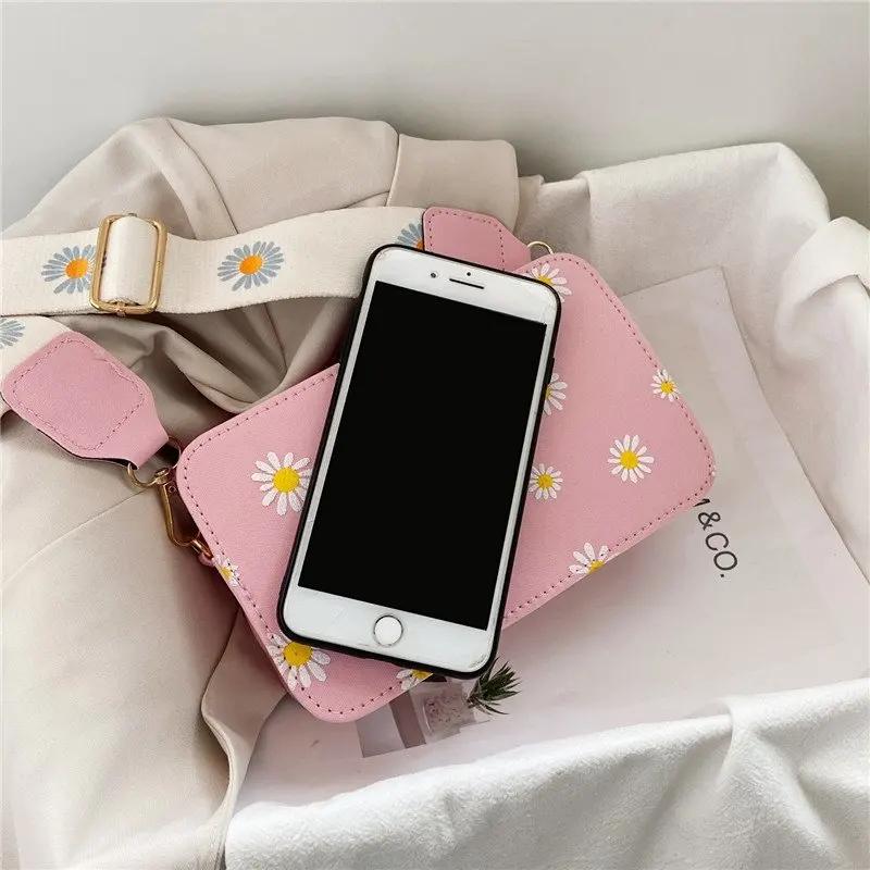 Bolso de Moda para Mujer Patrón de Margarita Bolso de Hombro Bolso de Mano Estampado Bolso Cuadrado Pequeño Tote Clásico Elegante Bandolera Bolso de Hombro Sac