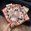 Lao Qian Feng Coffee Color Cashew Nut Silk Scarf Headscarf Versatile Neck Square Scarf Premium Sense Female Foreign Style Decorative Scarf Scarf