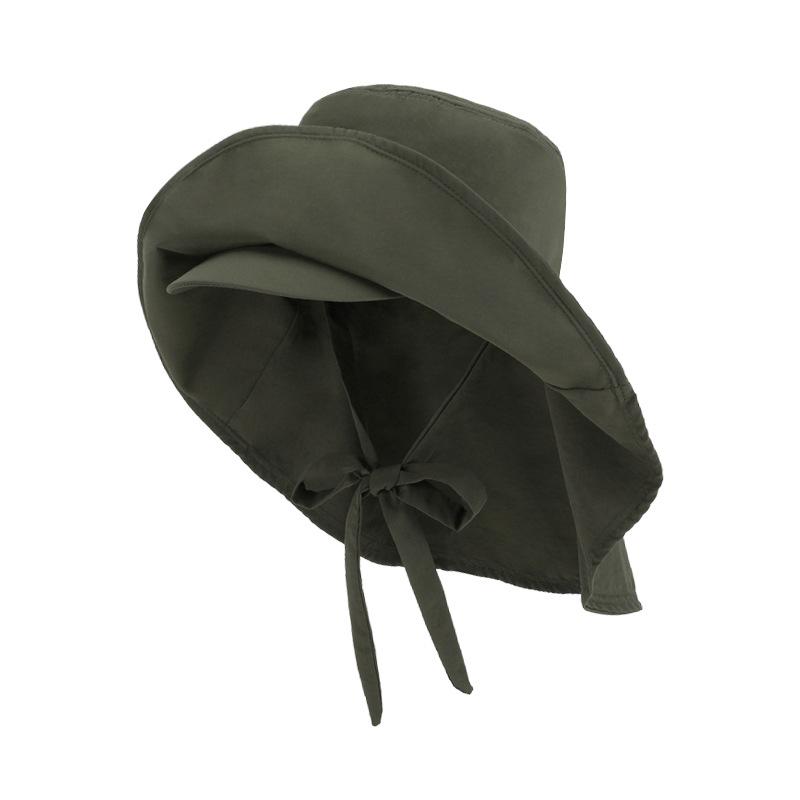 Summer Outdoor Sunscreen Hat Double-layer Large Brim Quick-drying Waterproof Bucket Hat Shawl Ponytail Sun Hat Children