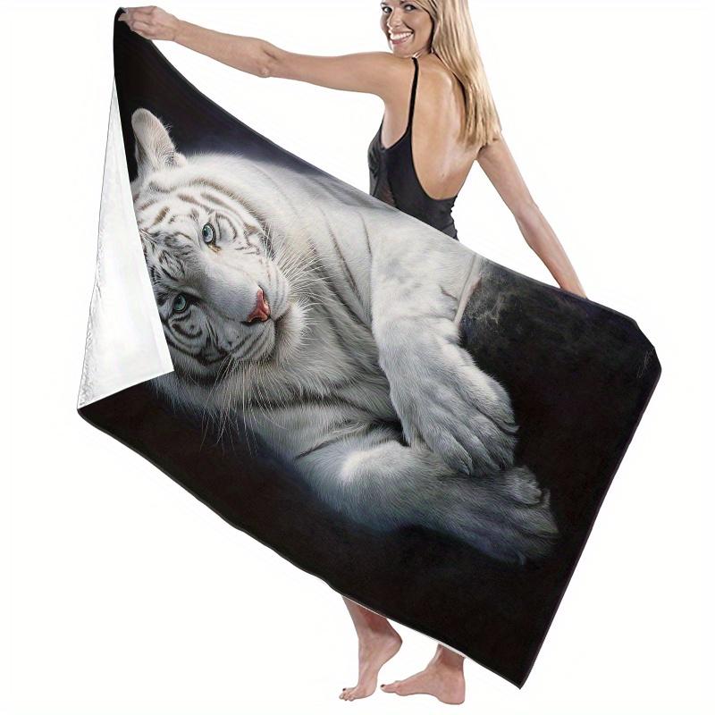 Premium Snow Leopard Beach Towel Bath Sheet 80x160cm Oversized Tropical Vacation Spa Mat Gift for Resort