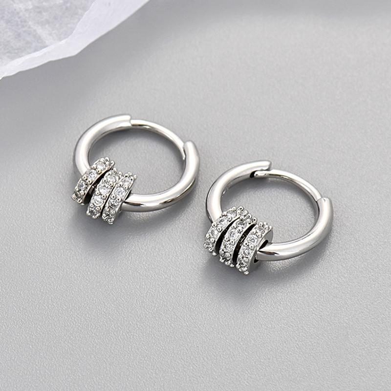 Silver Color Two Wear Methods Small Circle Earrings Women Unique Design Light Luxury Jewelry