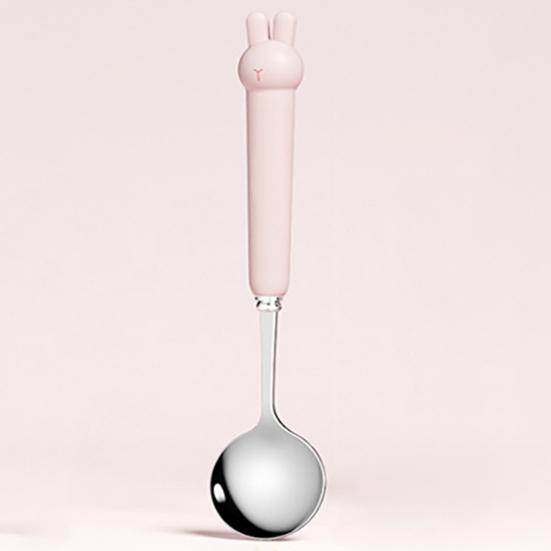 1 Zestaw Łyżka Sztućce Wygodny Chwyt Małe i Wykwintne Kreatywne Przenośne Kreskówkowe Naczynia Królik Ze Stali Nierdzewnej Łyżka