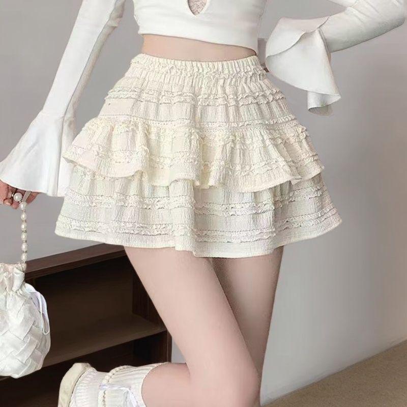 Elastic Waist Puff Cake Midi Skirt, Slimming Ballet Dress for Girls