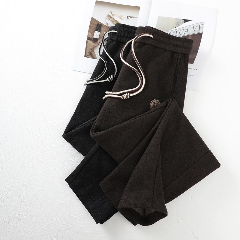 2024 Women's Khaki Wool Acetate Harem Pants - Petite Nine-Point Carrot Style for Autumn/Winter