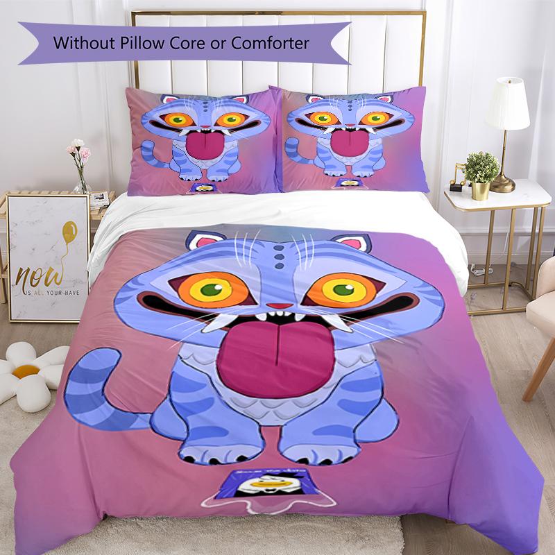 3pcs Kpop Demon Hunters Derpy Pattern Bedding Set Duvet Cover Set Includes Duvet Cover &pillowcases, Perfect All Season Bedroom Decoration & Gift