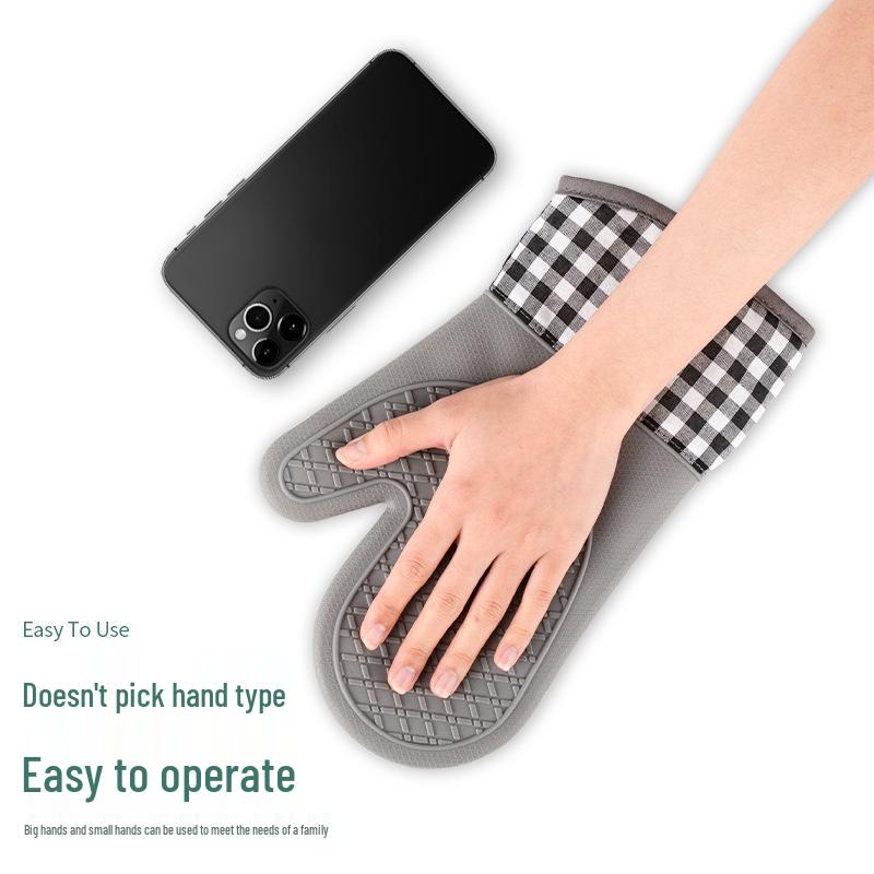 Silicone Anti-Scald Oven Gloves - Heat Resistant, Non-Slip, High-Temperature Kitchen Baking Gloves