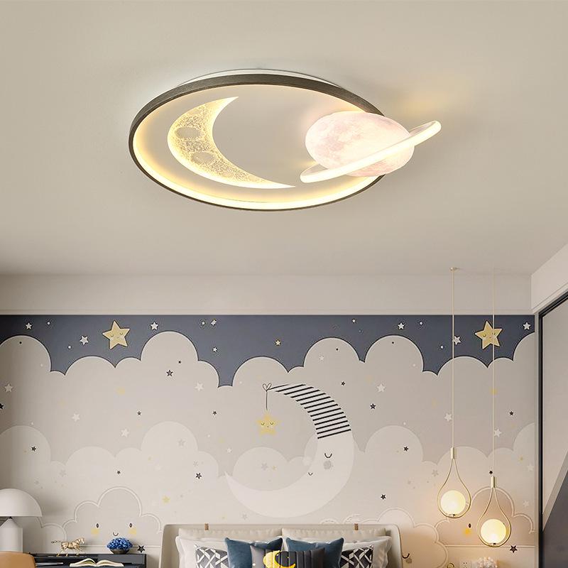 Modern Minimalist Nordic Ceiling Light - Full Spectrum Moon & Starry Sky Design for Master and Children's Bedrooms