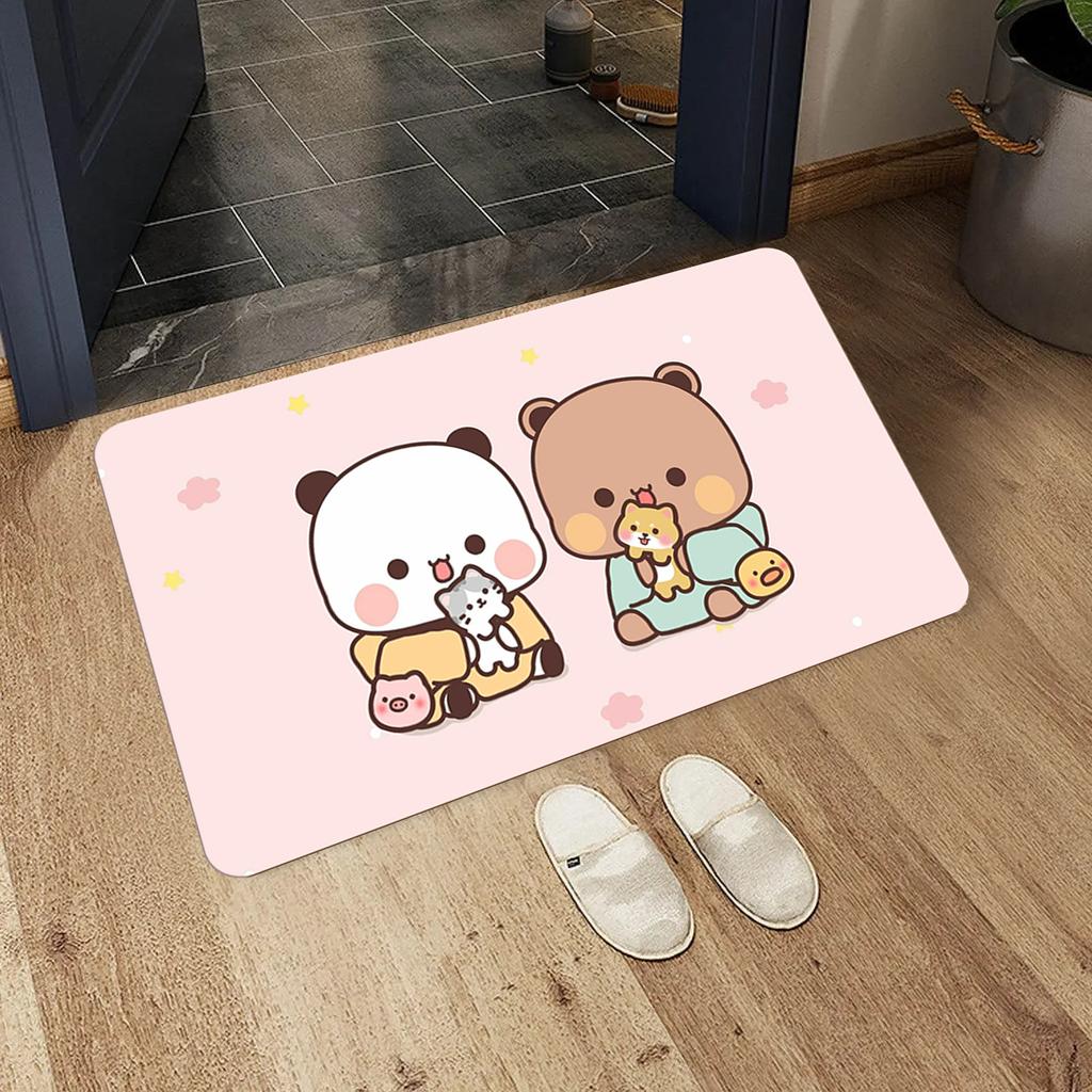 1pcs Bubu Dudu Panda Bear Printed Carpet Doormat Bedroom Decorative Rug for Living Room Kitchen Floor Mat Bathroom Anti-slip Mat