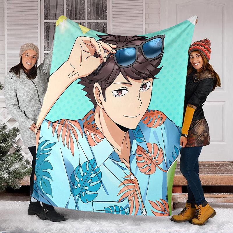 1pc Oikawa Tooru2 Theme Blanket - Digital Print, Polyester, Cozy for All Seasons, Perfect for Outdoor, Camping, and Travel