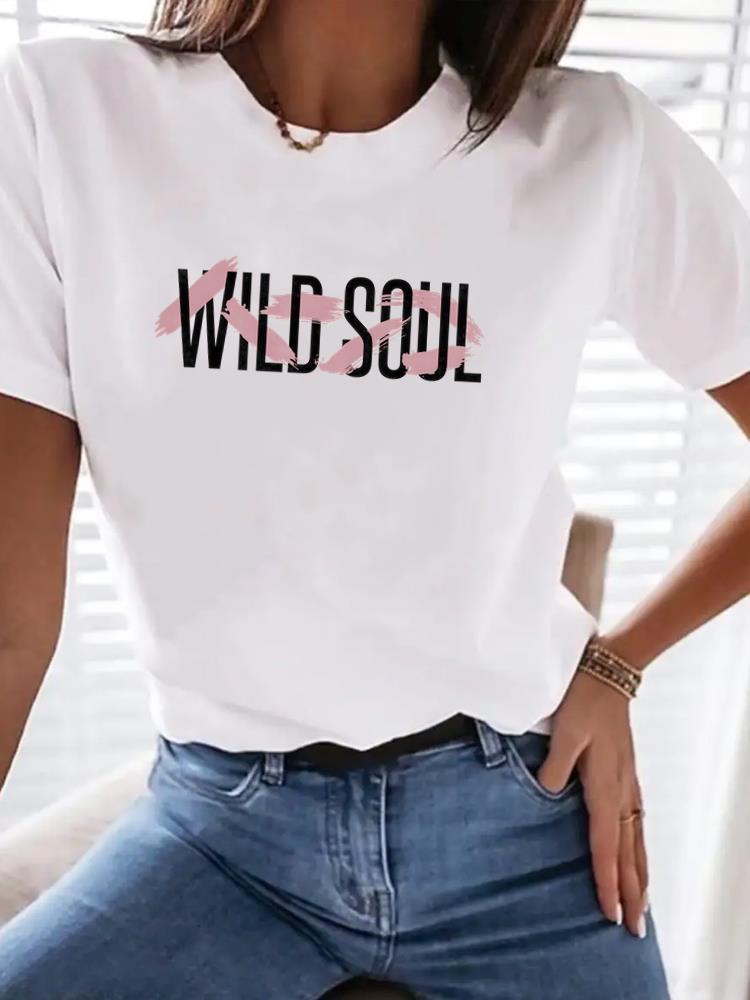 (Asian Size) Print Women Clothing Tee Top flower lovely trend Woman Short Sleeve T Shirt Fashion Female Graphic T-shirts