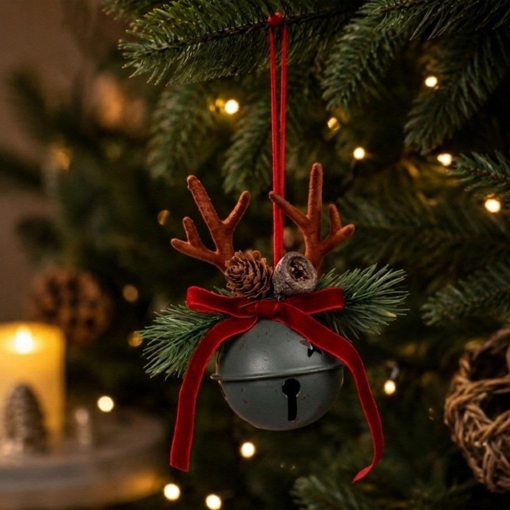 Antlers Christmas Tree Hanging Bells Vintage Rustic Style Holiday Hanging Decor Shop Windows