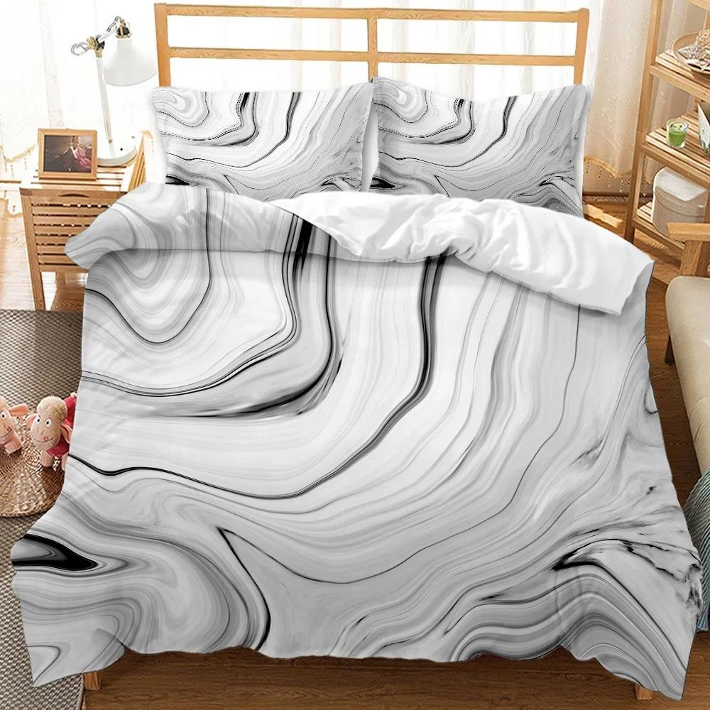 Marble Duvet Cover Set Marble Bedding Set Blue Gold Abstract Texture Kid Bedclothes Double Queen King Size Polyester Quilt Cover