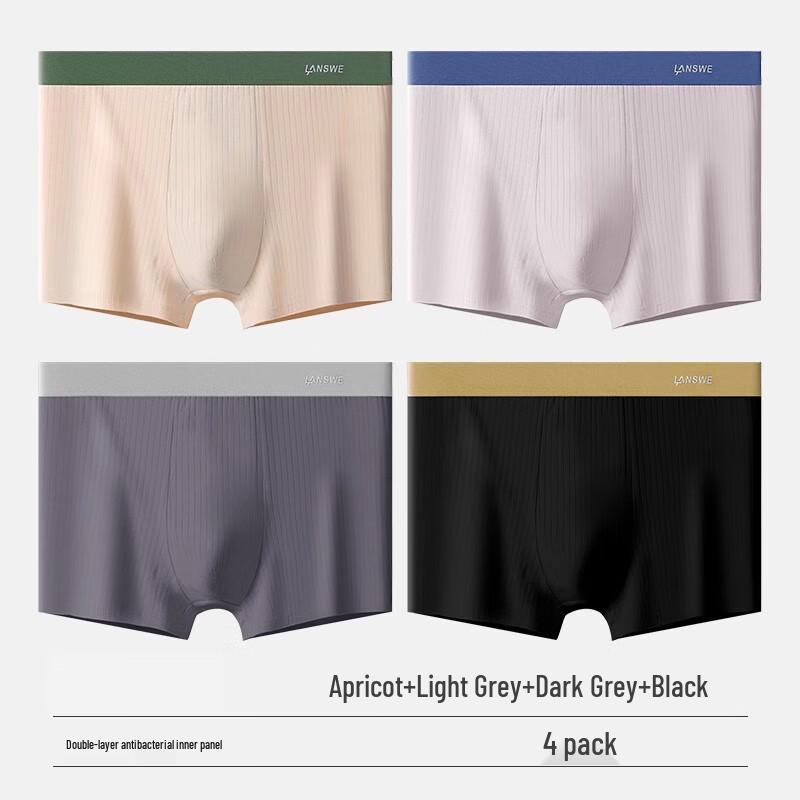Langsha Men's 10A Antibacterial Anti-Mite Cotton Boxer Briefs (4-Pack)