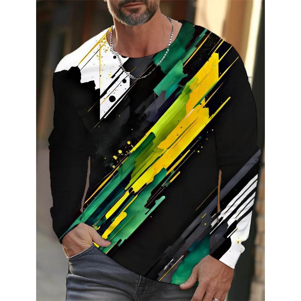 Graffiti Design 3D Digitaldruck Herren Mode Trend Rundhals Langarm T-Shirt