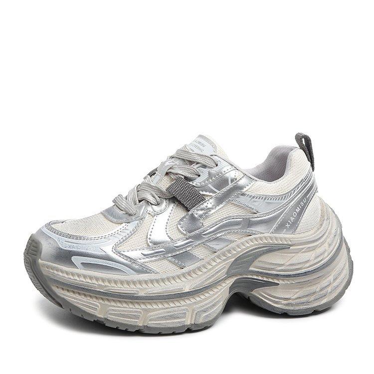 Paris Daddy Shoes Girl 2025 New Platform Muffin Small Super Heel Old Polishing Popular Sneakers