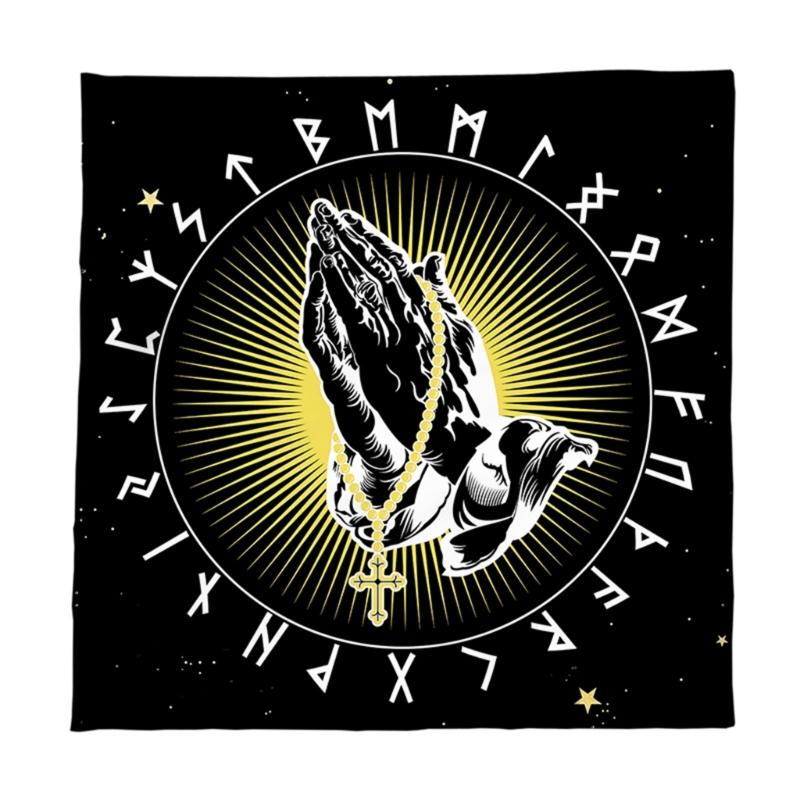 Hand Crosses Pattern Tarots Card Tablecloth Altars Cloth Altars Cloth Divinations Card Table Cloth Tapestry Easy Use 50x50cm