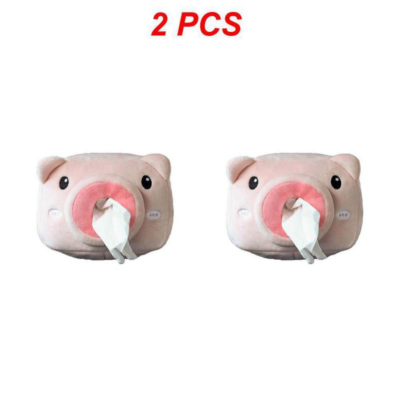 2/3/4 stk Søt Tegneserie Bil Tissueboks Plysj Serviett Holder Universal Auto Hjem Rom Papir Etui Dyredekorasjon Brakett