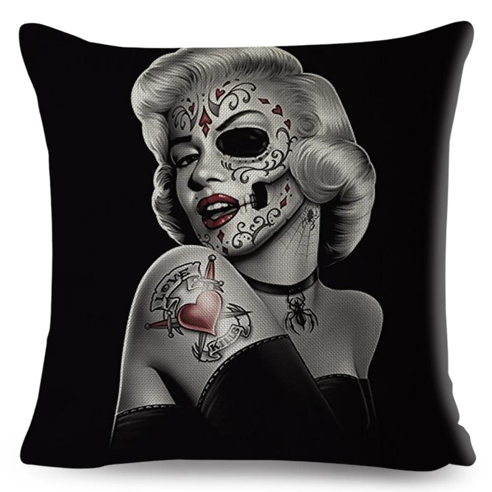 Mexico Chicano Sexy Women Skull Pillow Case Decor Cartoon Printed Girls Cushion Cover for Sofa Home Car Polyester 45*45cm