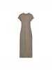 Sleek Back Slit Short Sleeve Round Neck Bodycon Dress - Women's Pure Desire Style