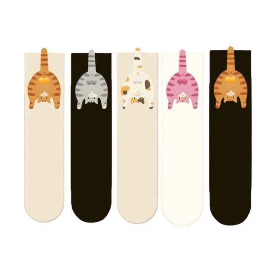 Kočičí ponožky s bambulkami Vtipné kočičí ponožky s bambulkami Pružné podkolenky Roztomilé ležérní ponožky Vánoční narozeninový dárek pro milovníky koček