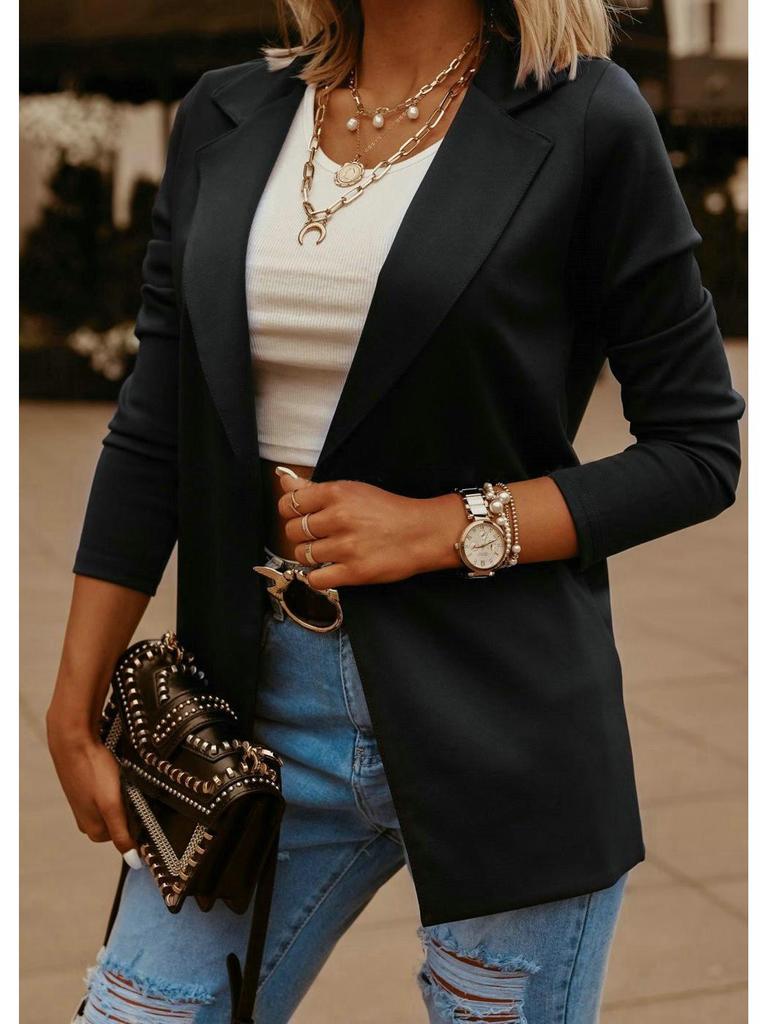 Women's European & American Style Autumn/Winter Casual Solid Color Suit Jacket