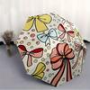 1pc Bow Pattern Automatic Folding Umbrella - 8-Rib Iron Frame, Windproof, Portable Sunshade with Plastic Handle for Travel & Outdoor Activit