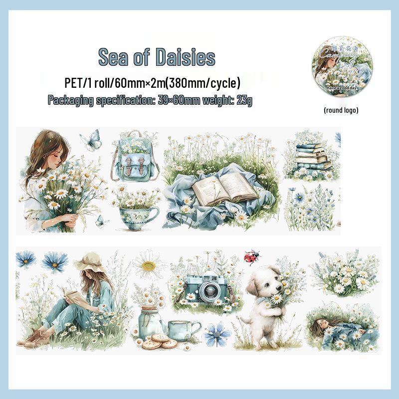 Wunderschönes Tag Washi Tape: Aquarell Camping Party Aufkleber, 6 recycelbare Designs für Reisetagebücher & DIY-Projekte