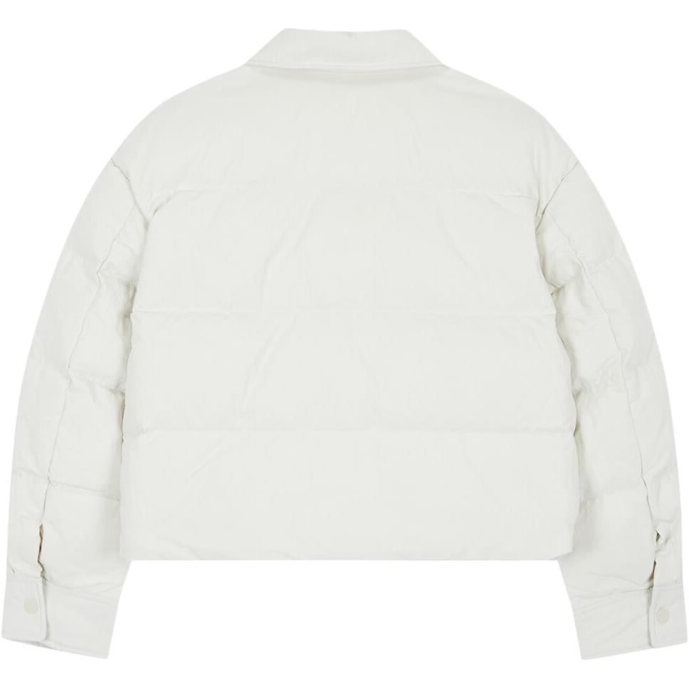 Calvin Klein Jednobarevná prošívaná lehká péřová bunda s dlouhým rukávem dámský svrchní oděv bílá J225424-YBI