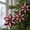 4/6PCS Hexagram Velvet Christmas Ball Set Exquisite Long Finial Hanging Ornaments  New Year