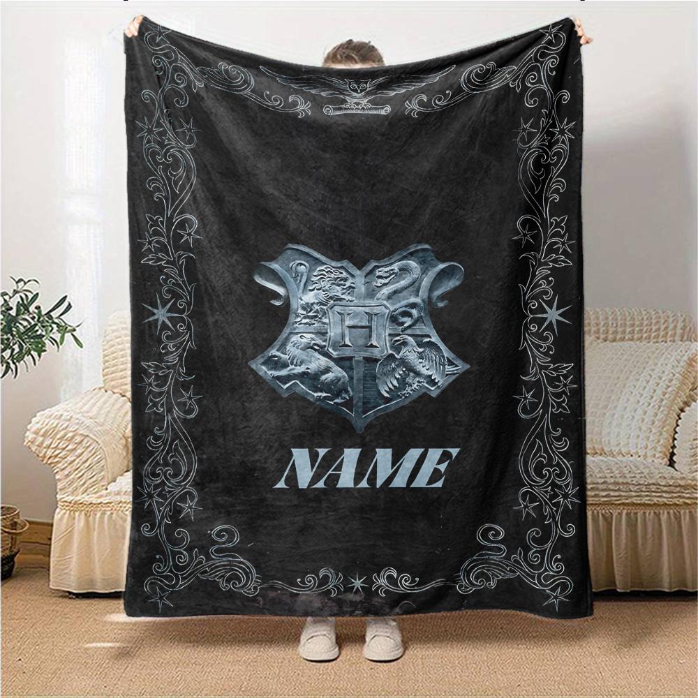 Custom Name Elegant Gothic Crest blanket for Couch & Bed, Plush Cozy Fuzzy Blanket Super Soft & Warm Blankets for Fall and Winter. 090874
