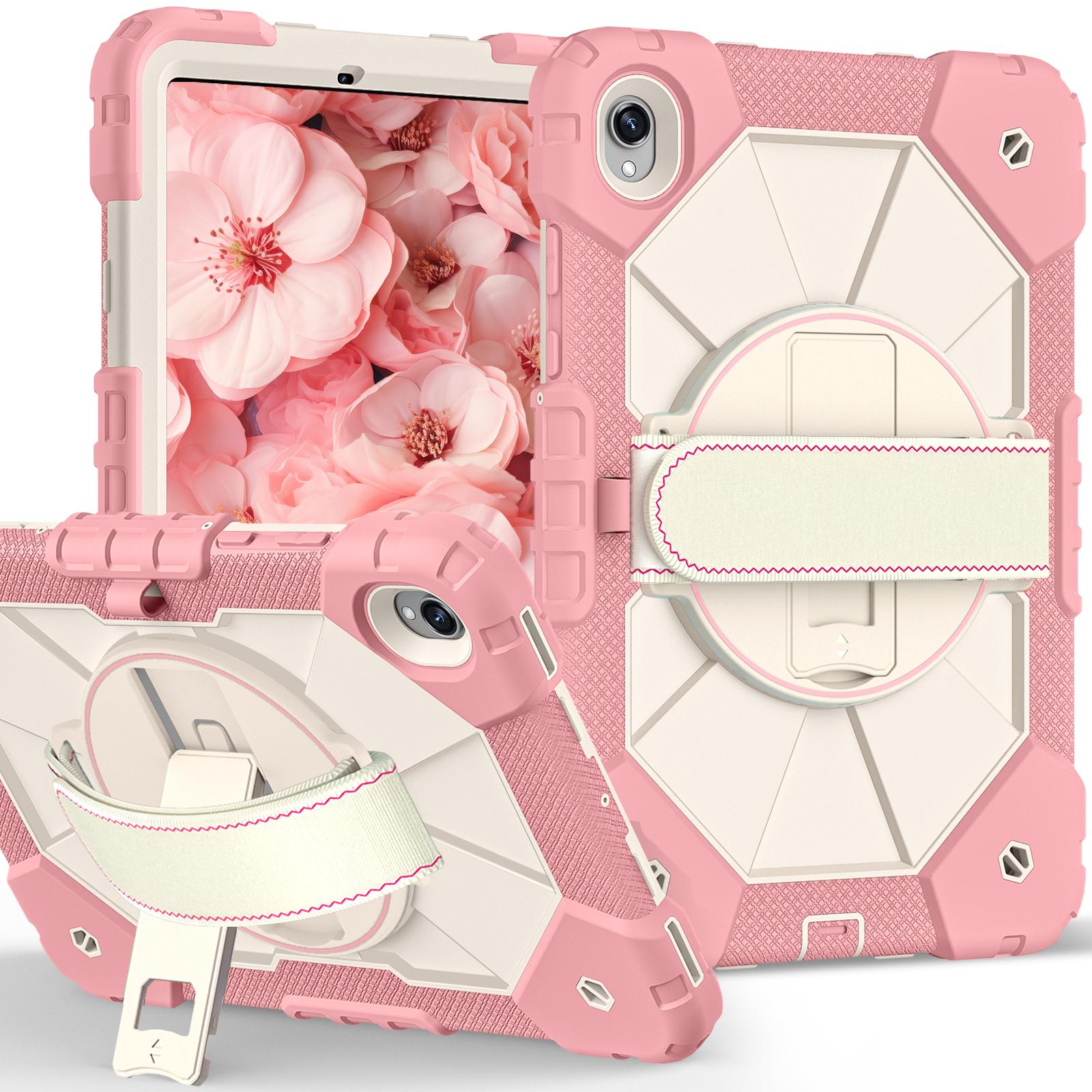 

For Samsung Tab Case S11 S10 S9 FE A11 A9 Plus A7 Lite Tablet Stand Case Thick Shockproof with Rotating Strap Kickstand Cover Tab S11 (2025) розового золота