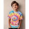 Children's Clothing Boys Spiral Tie-Dye Short Sleeve Rainbow Swirl Print Round Neck Top Summer Casual Erano Colorido Boy Clothes