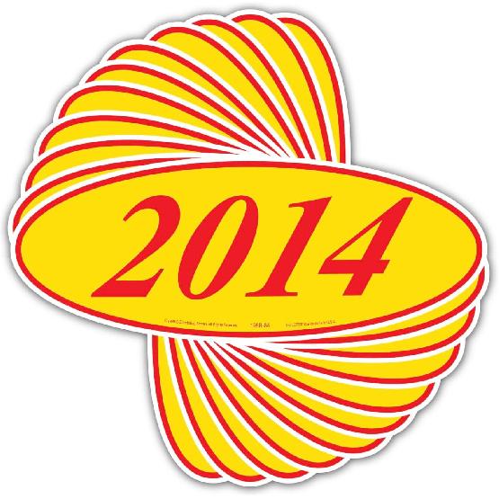 EZ-Line Oval Model Windshield Year Stickers for Car Windows Red and Yellow Large Vinyl Dealership Supplies 1 Dozen Pro Pack (2018)