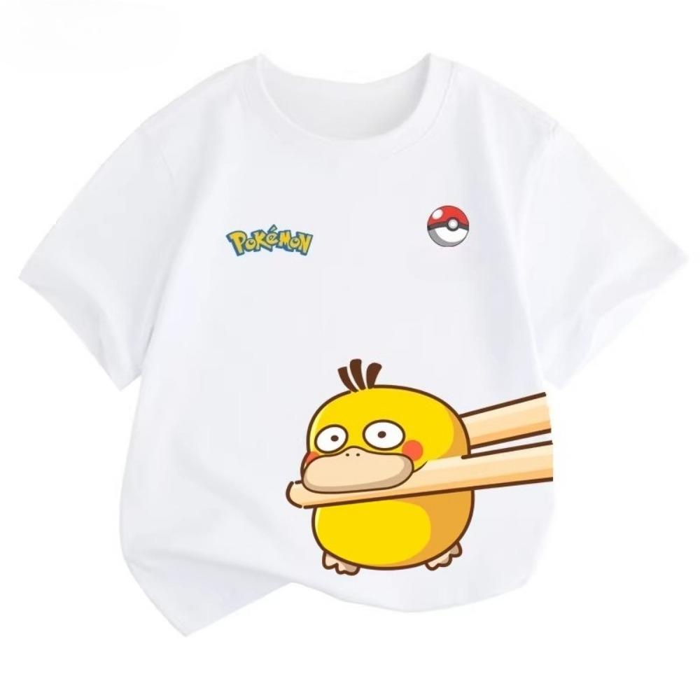 Potdemiel Estate Nuova T-shirt in Puro Cotone con Stampa Pikachu per Bambini, Ragazzi e Ragazze, T-shirt per Bambini Comoda e Traspirante