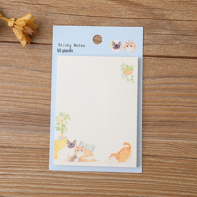 Creative Cartoon Cat Sticky Notes - Cute Memo Notepad for Messages and Diaries