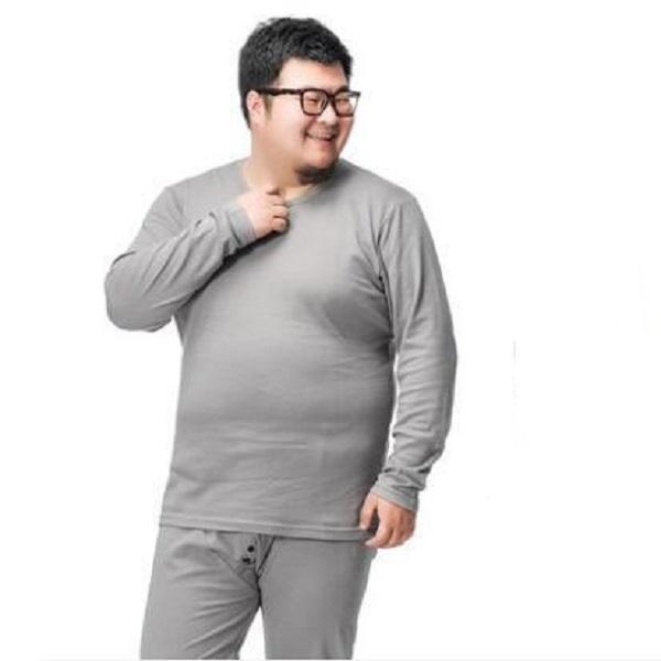 Winter Men 7XL Warm Thermal Underwear Man Loose Elasticity Solid Color Tops and Pants Set
