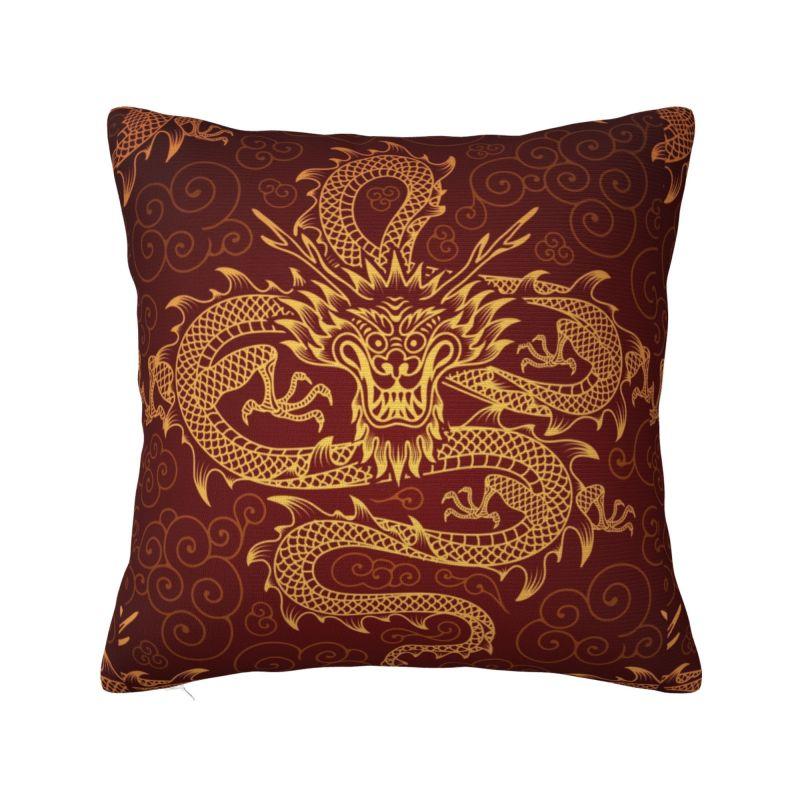 Custom Gold Chinese Dragon Totem Cushion Cover 40x40cm Tradition Asian Mythology Velvet Nordic Pillows for Sofa
