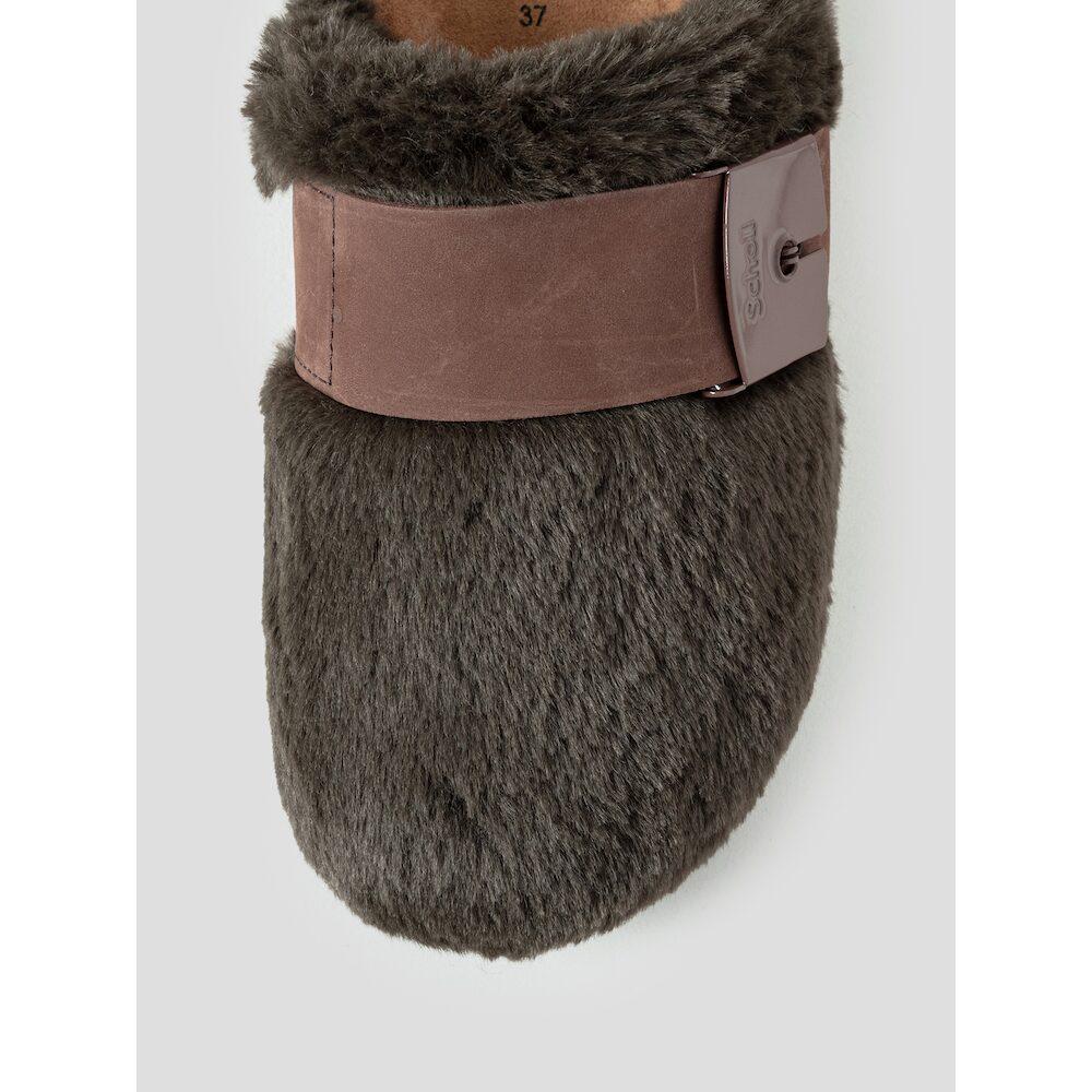 Scholl (Women) Fur Trim Cork Clog Green (Hh49K2C37M)