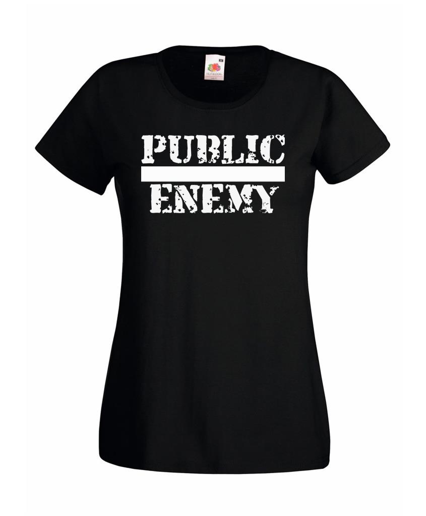 Unisexs Public Enemy Connor T2 SciFi Movie Quote Lady Fit Black TShirt