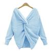 European Fashion Batwing Sleeve Knit Sweater with Cross Back Design for Women