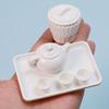 1 Set Dollhouse Scene Accessories Simulation Tea Kit Model Tea Pot Cup Tea Table Decoration Collectible Room Ornament