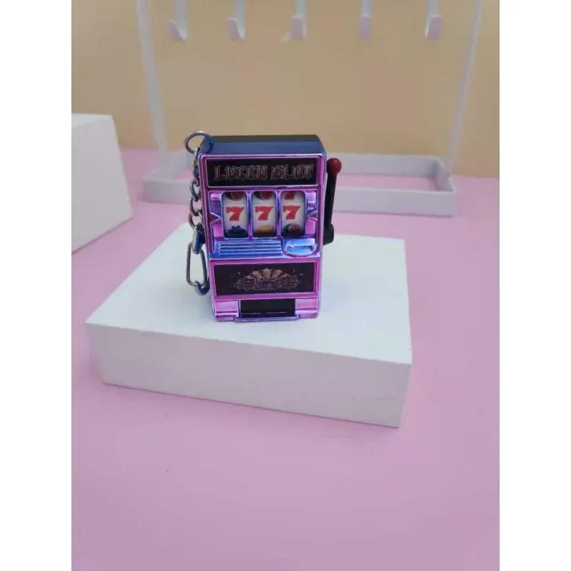 Creative Playable Mini Fruit Machine Digital Lottery Machine Rotary Machine Game Keychain Pendant Simulation Model for Car Key