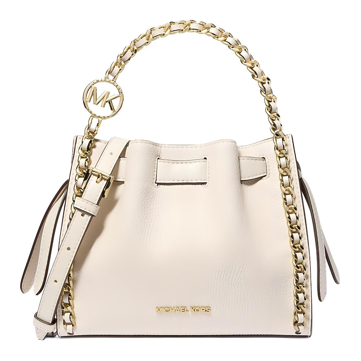 

Michael Kors MK Mina Gold Embellished Chain Strap Tote Bag Women tote White 35H3G4MC1I-NEGRO Basic Set (Bag+Dust Bag)