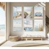 6Pcs Blue Coastal Beach Canvas Wall Art Summer Tropical Ocean Picture Wall Decor Nautical Surfboard Bus Posters Preppy Beach Painting Prints Artwork