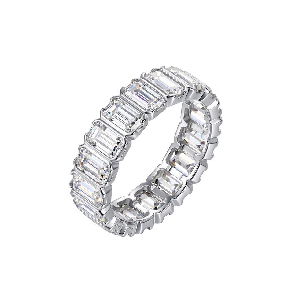 ORSA JEWELS Brilliant 925 Sterling Silver D Color Full Moissanite Diamand Ring Jewelry for Women Luxury Wedding Band Ring MOR24