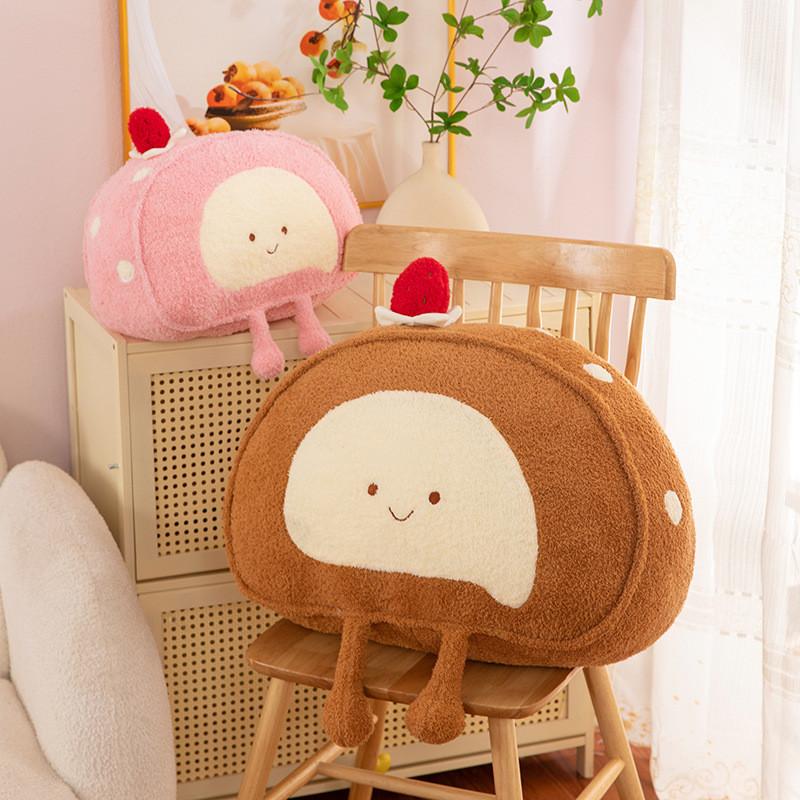 Cute Swiss Roll Plush Doll Pillow With Short Plush Fabric For Bedroom Decor And Comfort