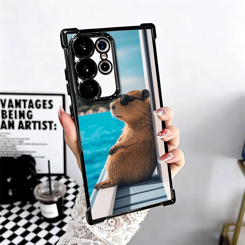 Animal Capybara Cute Plating Phone Case For Samsung Galaxy S24 S25 FE S26 Edge S23 Ultra S22 S21 Plus S20 Anti-Fall Airabag Cove