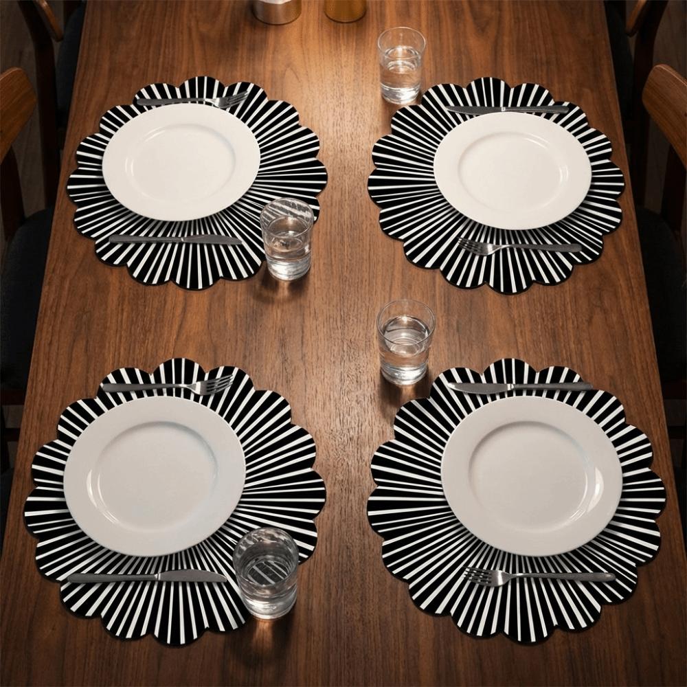 4PCS Anti-scald Geometric Placemats Heat Insulation Round Dining Mat Linen Table Mat  Home Decor